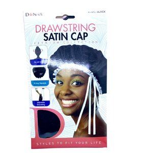 Drawstring Satin Black Cap